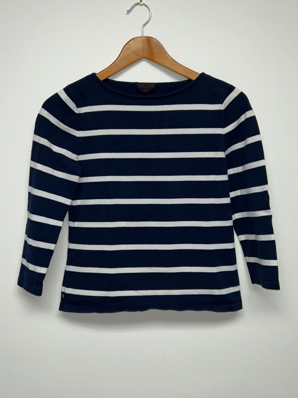 Vintage Ralph Lauren Striped Knit Boatneck Top Navy White Women's Medium